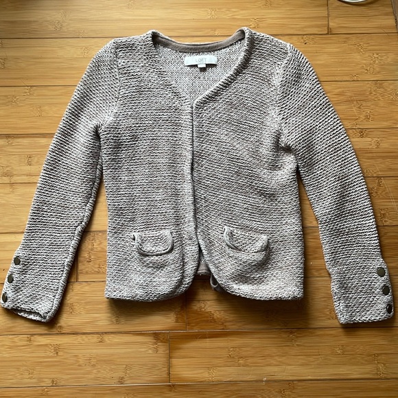 Ann Taylor Loft Sweater Jacket Chunky Knit Tan women’s size Small - Picture 1 of 7